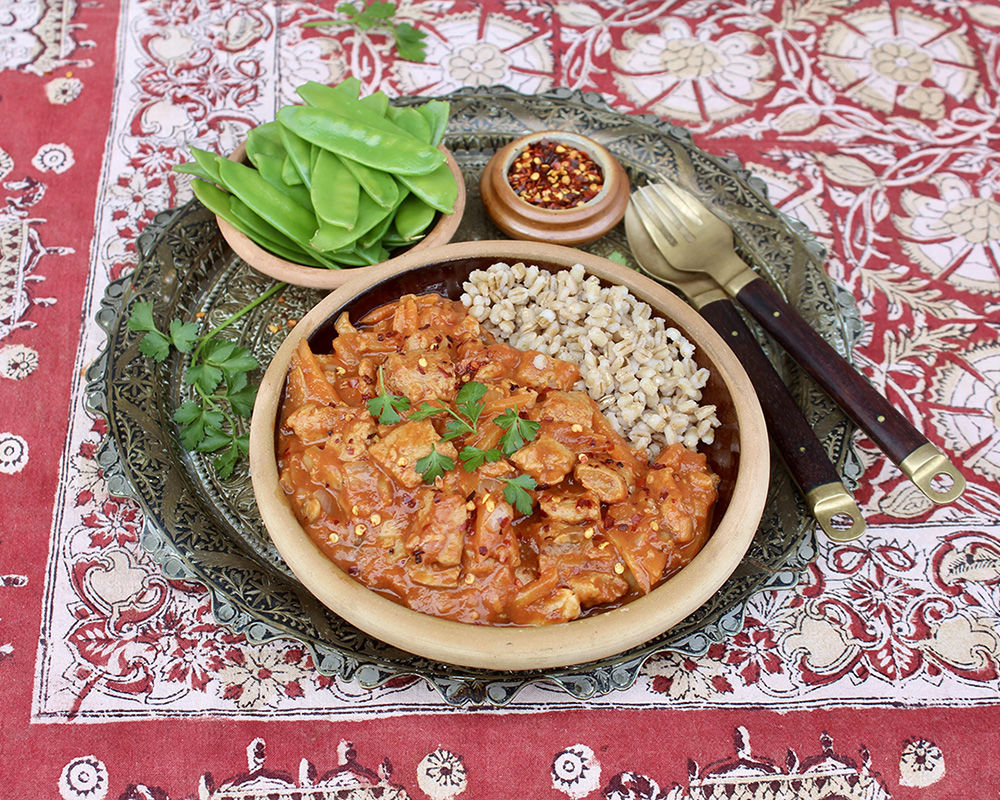 Tikka Masala – with pearl barley and sugar snap peas